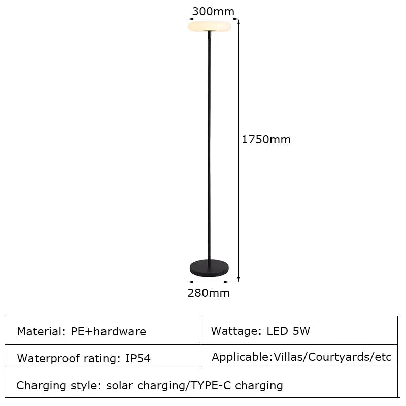 Eydis – Outdoor Solar-Powered and Rechargeable IP54 LED Floor Lamp for Sustainable Lighting Kozyled