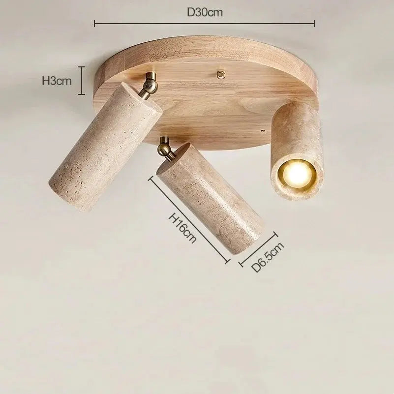 Japandi Travertine Triple Spot LED Ceiling Lamp – Nobu Lampasa.com