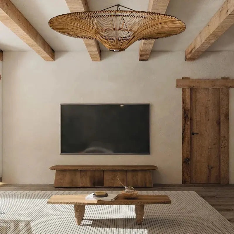 Mika – Handmade Round Japanese Rattan LED Pendant Light for Minimalist Interiors Kozyled