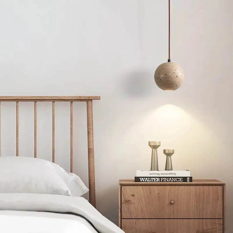 Lennart – Round Cave Stone Sphere LED Pendant Lamp for Natural, Sculptural Lighting Kozyled