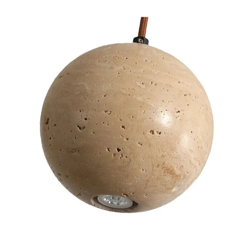 Lennart – Round Cave Stone Sphere LED Pendant Lamp for Natural, Sculptural Lighting Kozyled