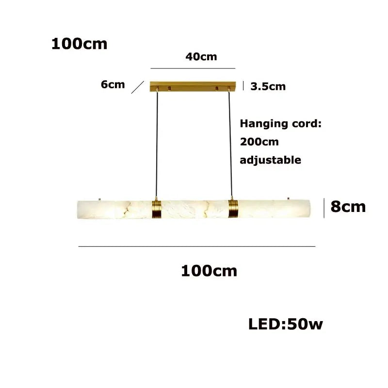 Albert – Dimmable Linear LED Pendant Light with White Alabaster Marble Design for Dining Tables and Bars Kozyled.com