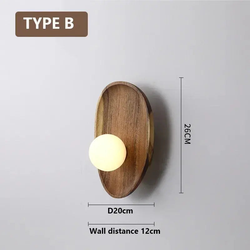Vintage Wooden & Glass LED Wall Lamp – Aage Lampasa.com