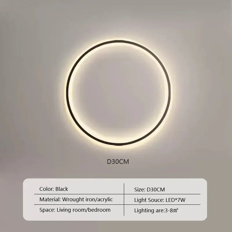 Luna – Modern Minimalist Dimmable LED Ring Wall Lamp for Sleek, Ambient Lighting Kozyled