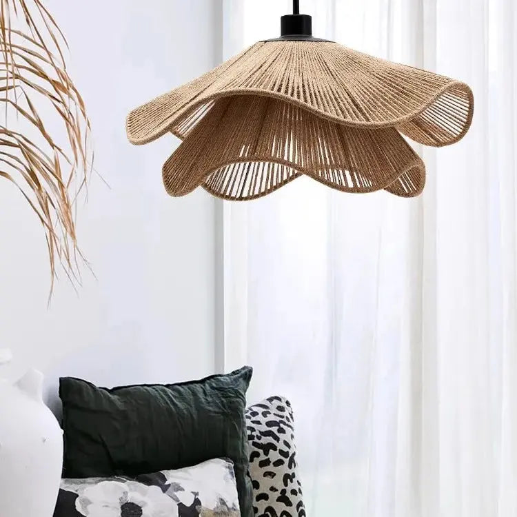 Kirsten – Hand-Knitted Wabi-Sabi Hemp Rope LED Pendant Light for Natural, Rustic Decor Kozyled