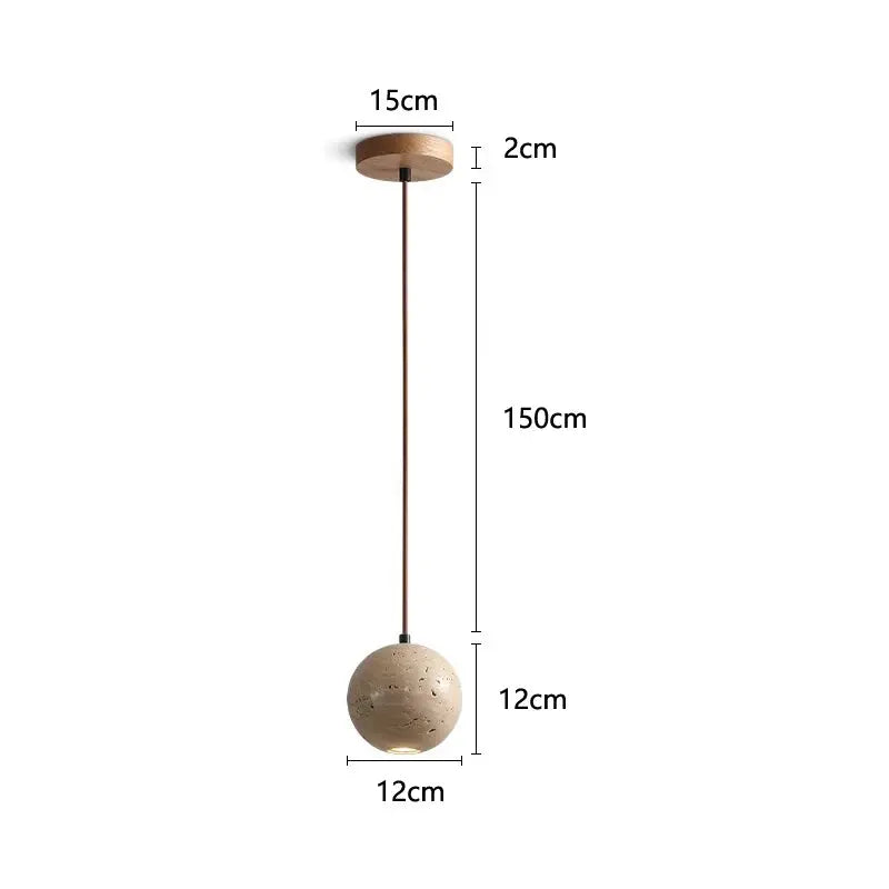 Lennart – Round Cave Stone Sphere LED Pendant Lamp for Natural, Sculptural Lighting Kozyled