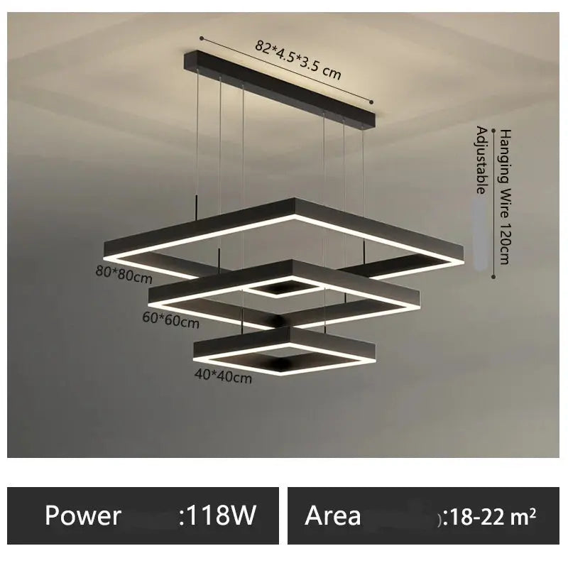 Zerel – Scandinavian Elegant Modern Square Dimmable LED Pendant Lamp Lampasa.com