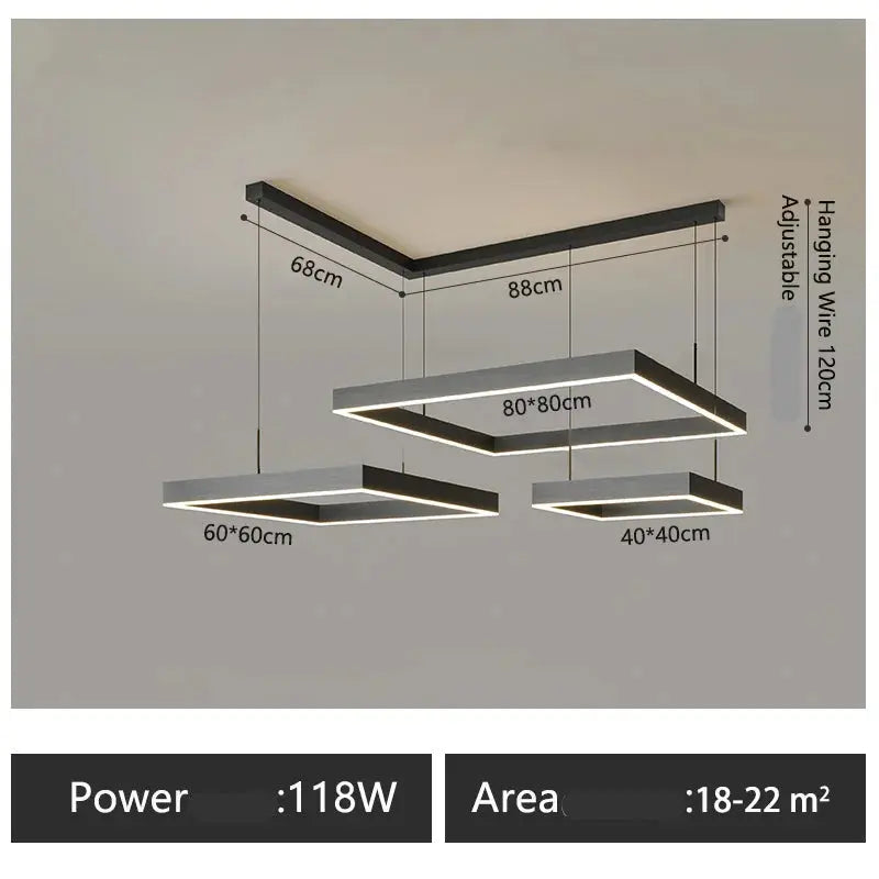 Zerel – Scandinavian Elegant Modern Square Dimmable LED Pendant Lamp Lampasa.com