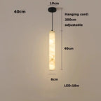 Albert – Dimmable Linear LED Pendant Light with White Alabaster Marble Design Kozyled.com