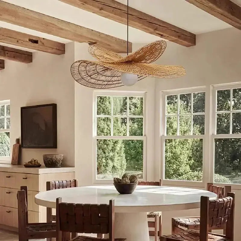 Greta – Handwoven Retro Rattan LED Pendant Light for Cozy Vintage Interiors Kozyled