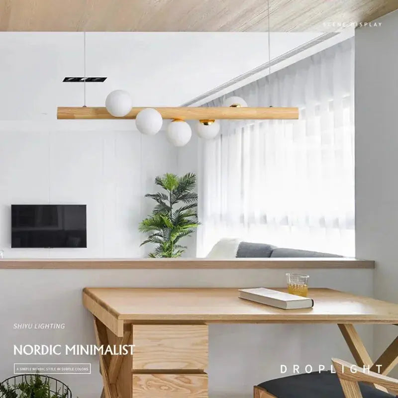 Danby – Nordic Wooden and Glass Ball LED Pendant Lamp for Warm, Modern Decor Kozyled