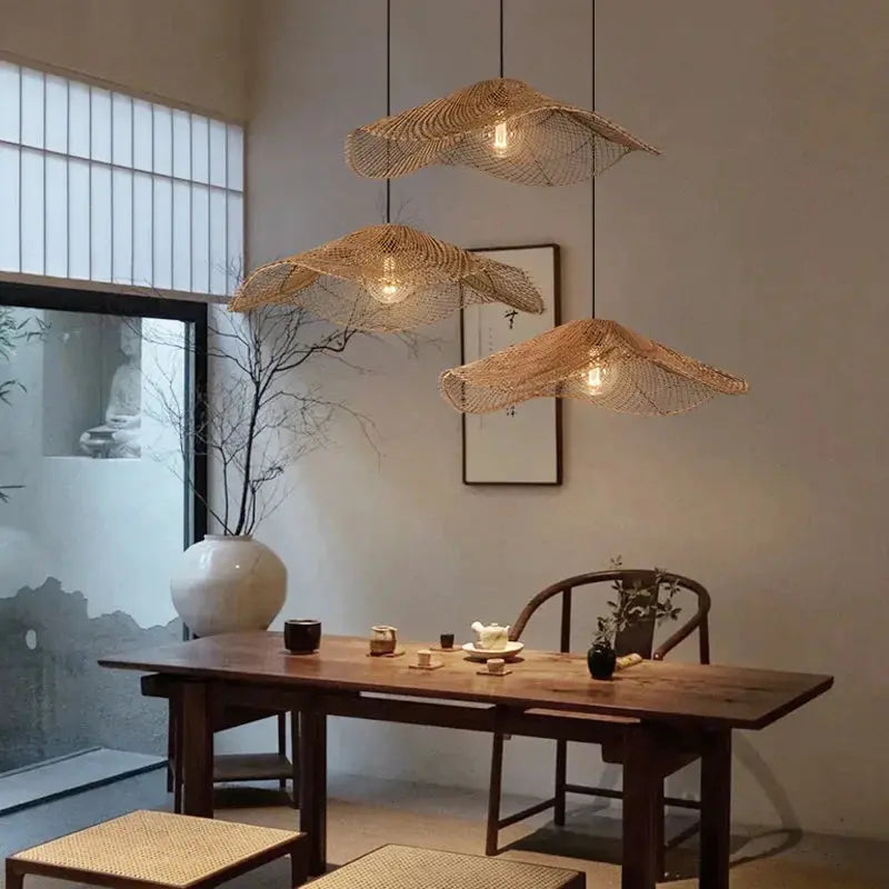 Lyra – Hand-Knitted Rattan LED Pendant Light for Cozy, Natural Decor Kozyled