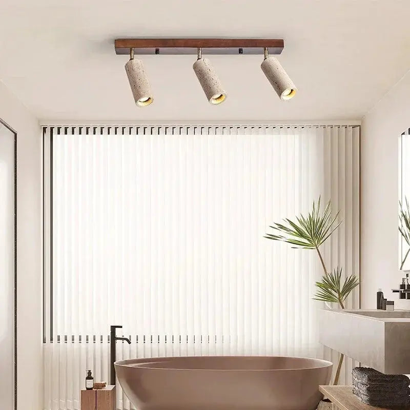 Japandi Travertine Triple Spot LED Ceiling Lamp – Nobu Lampasa.com