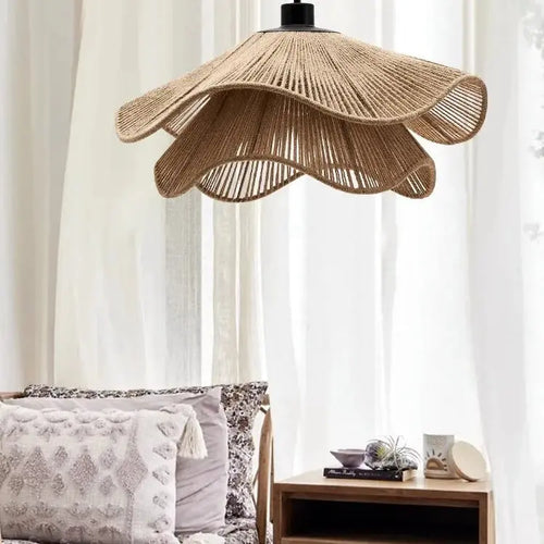 Kirsten – Hand-Knitted Wabi-Sabi Hemp Rope LED Pendant Light for Natural, Rustic Decor Kozyled