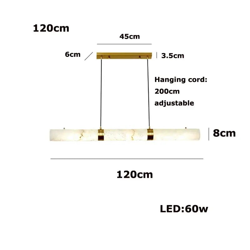 Albert – Dimmable Linear LED Pendant Light with White Alabaster Marble Design for Dining Tables and Bars Kozyled.com