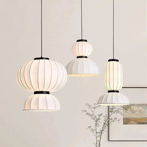 Japandi Silk Lantern LED Pendant Light – Yukari lampasa.com