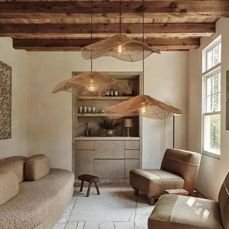 Lyra – Hand-Knitted Rattan LED Pendant Light for Cozy, Natural Decor Kozyled