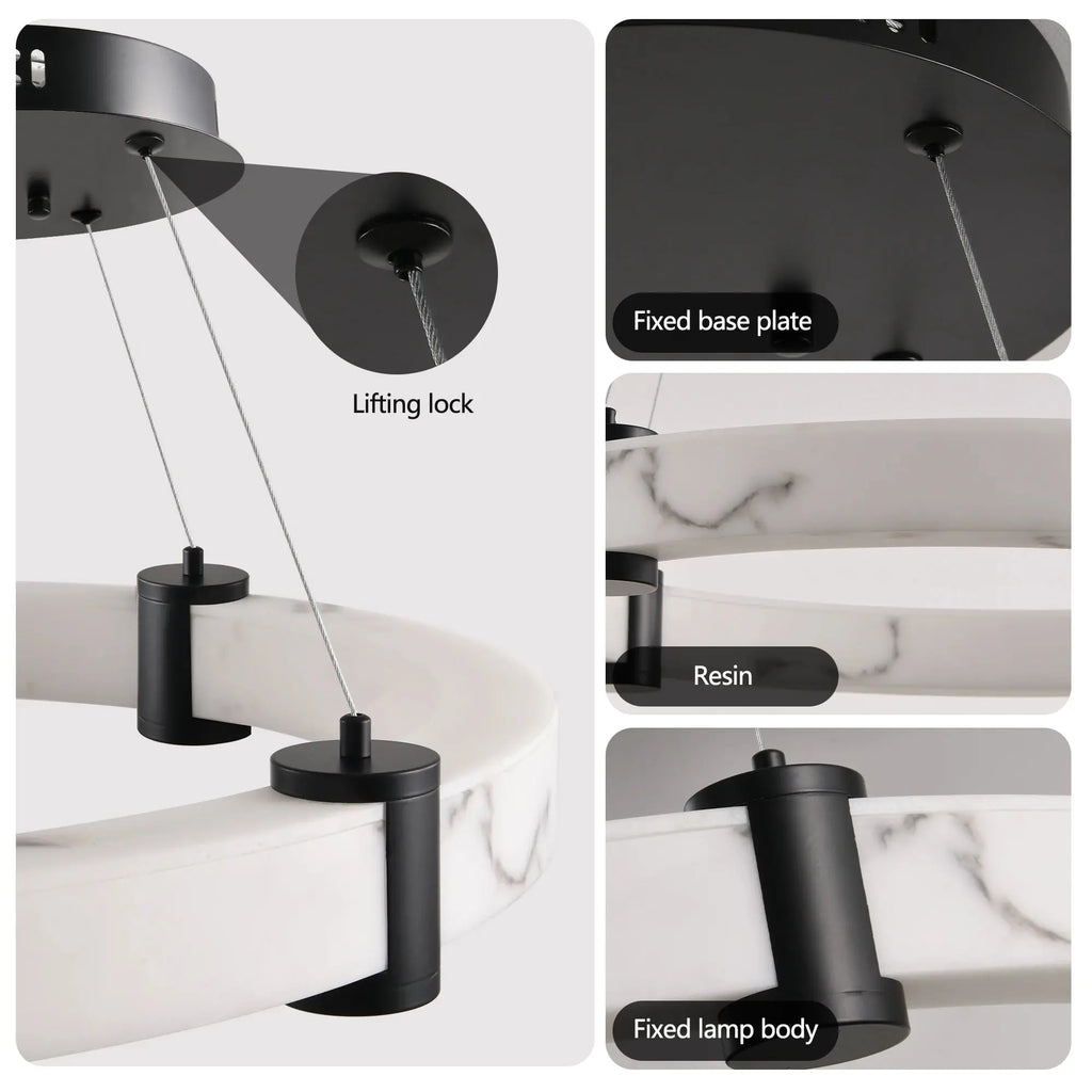 Hjalmar – LED Pendant Light with Elegant Marble Look Finish Lampasa.com