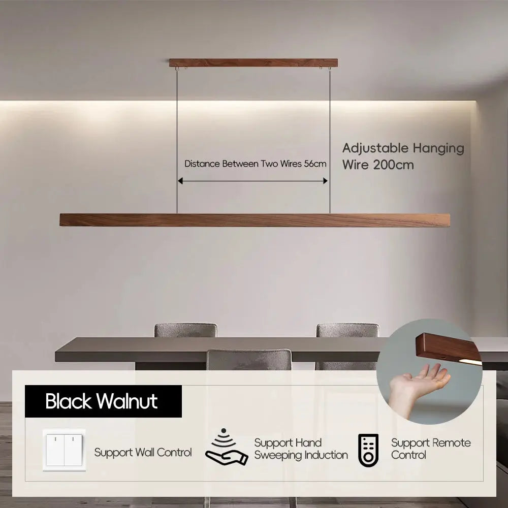 Einar (Walnut-Pine Edition) – Dimmable Wooden Sweep Sensor Smart LED Pendant Lamp for Modern Smart Homes Kozyled