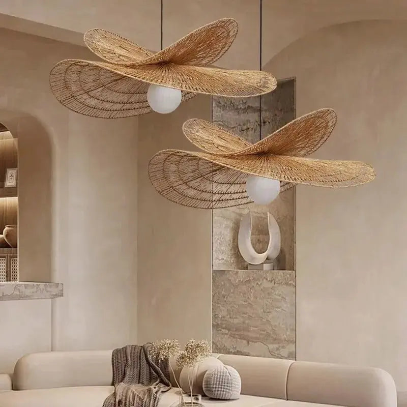 Greta – Handwoven Retro Rattan LED Pendant Light for Cozy Vintage Interiors Kozyled