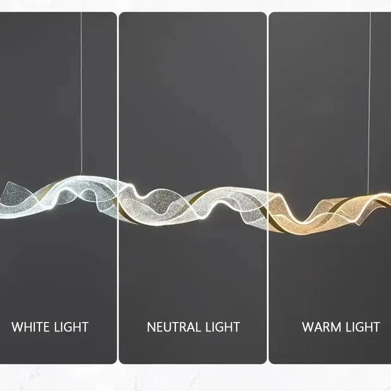 Erik – Dimmable Nordic LED Pendant Light with Creative Long Wave Design for Dining Tables and Bars Kozyled.com