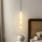 Albert – Dimmable Linear LED Pendant Light with White Alabaster Marble Design Kozyled.com