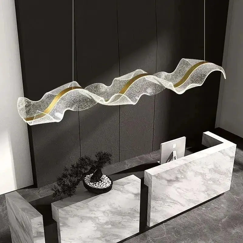 Erik – Dimmable Nordic LED Pendant Light with Creative Long Wave Design for Dining Tables and Bars Kozyled.com