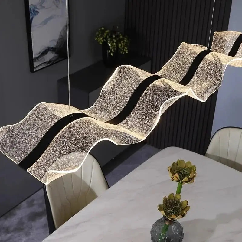 Erik – Dimmable Nordic LED Pendant Light with Creative Long Wave Design for Dining Tables and Bars Kozyled.com